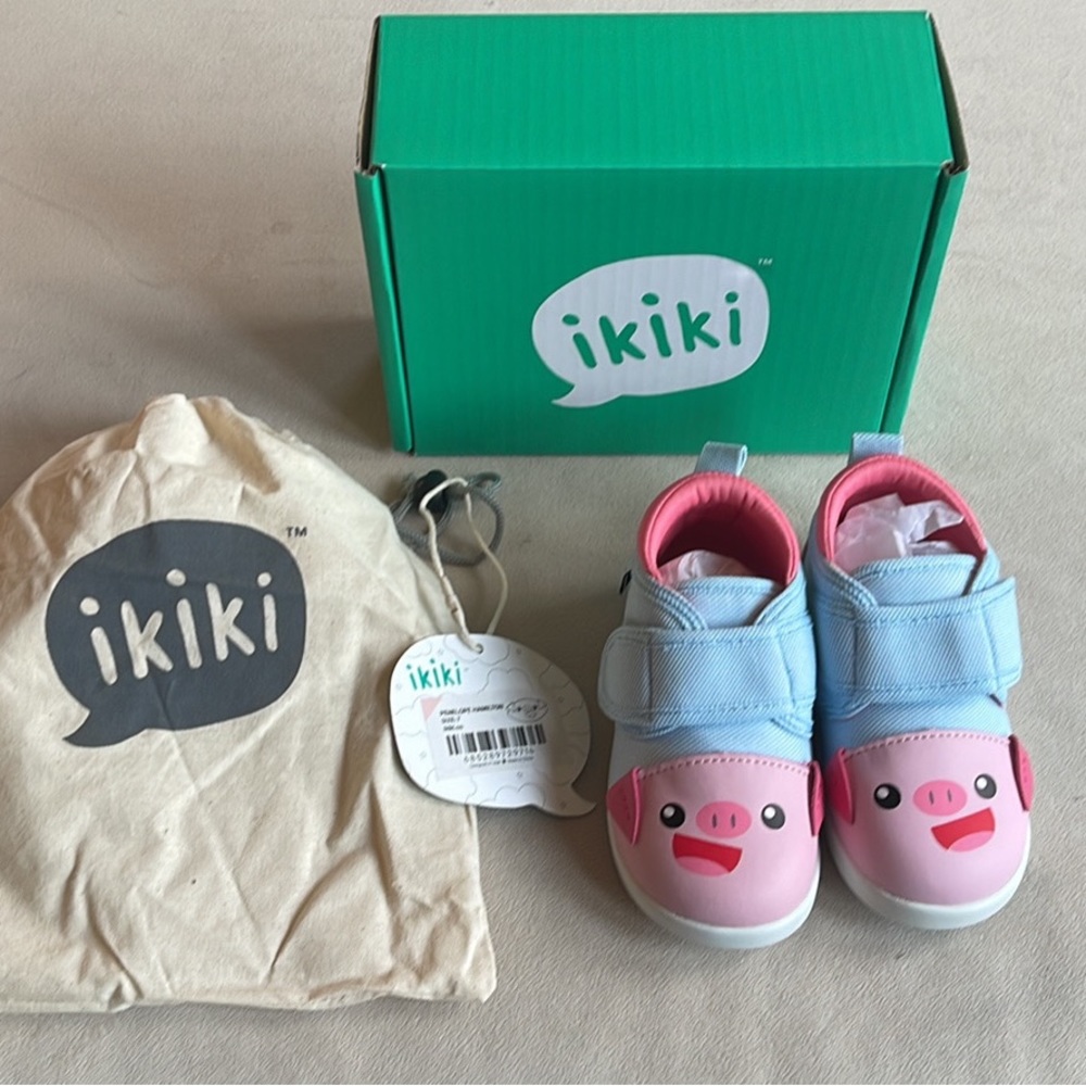 Ikiki Pig Squeaky Toddler Shoes | Pink/Blue | Size 7T New with Tags